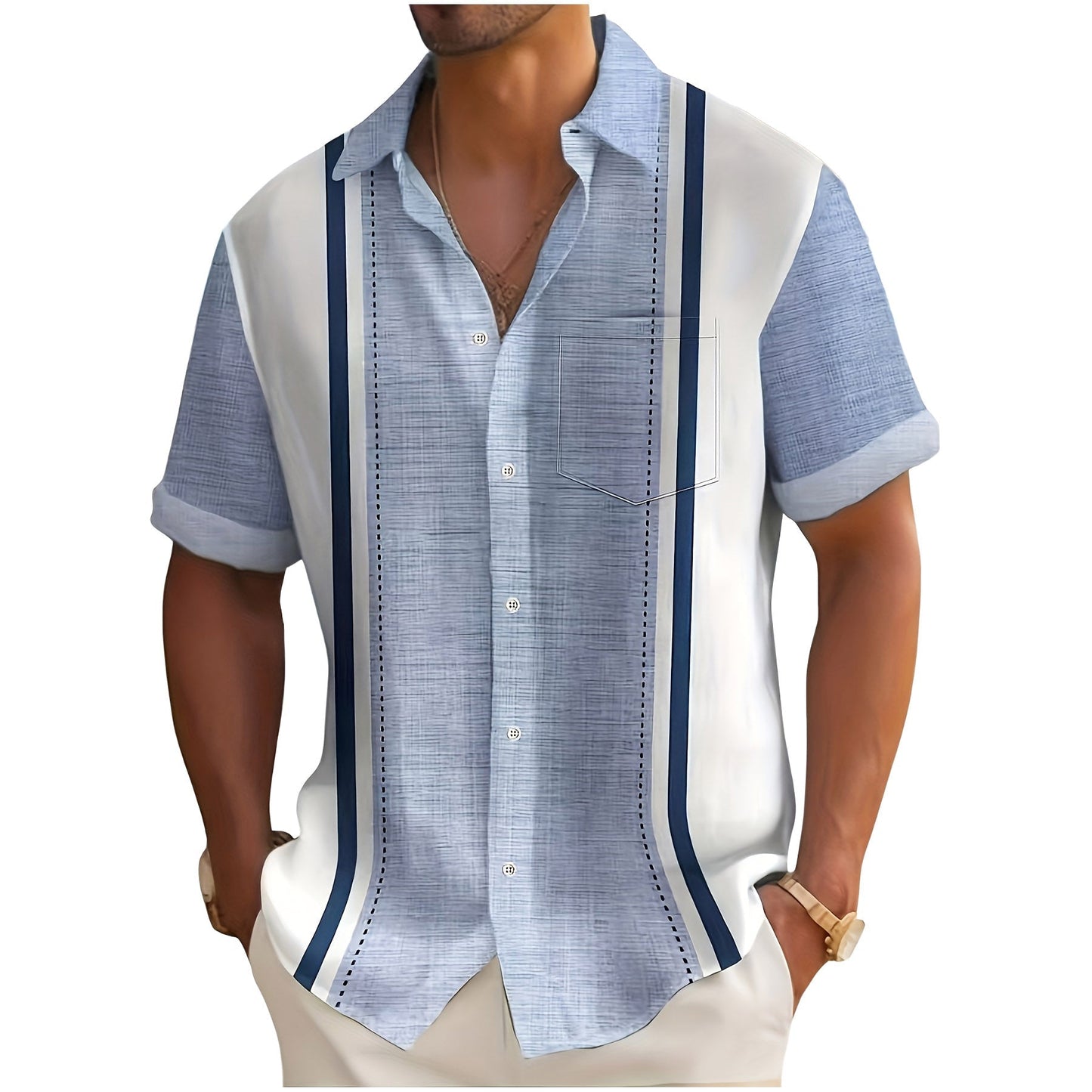 Nardo | Resort Shirt with Vertical Stripe Panels