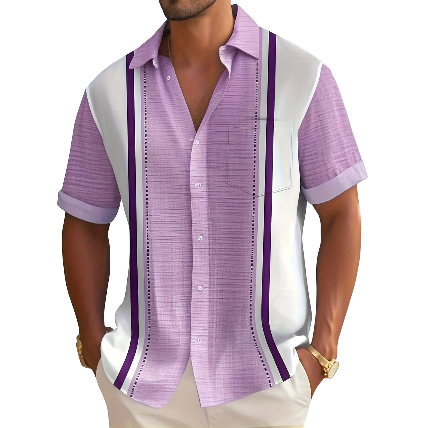 Nardo | Resort Shirt with Vertical Stripe Panels