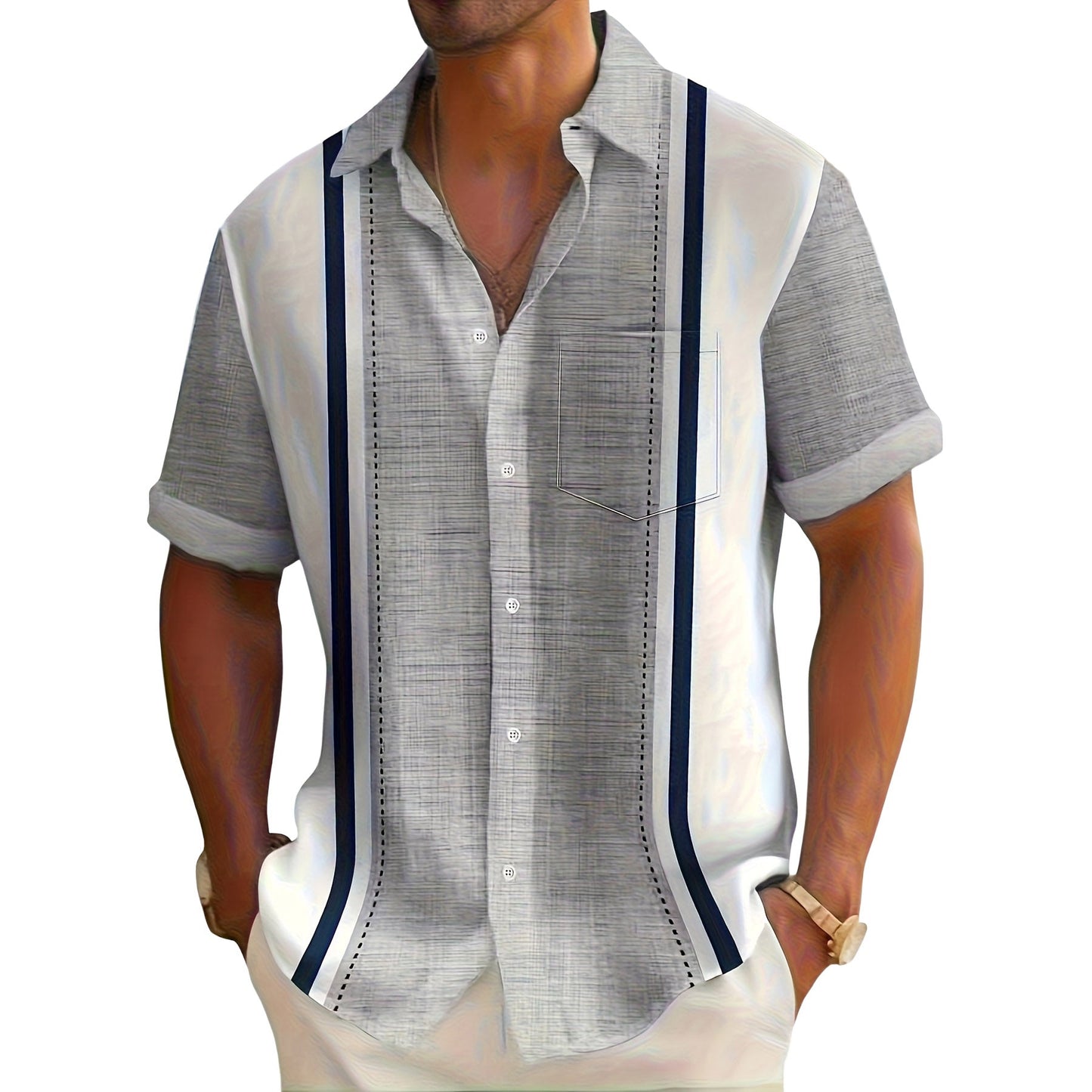 Nardo | Resort Shirt with Vertical Stripe Panels