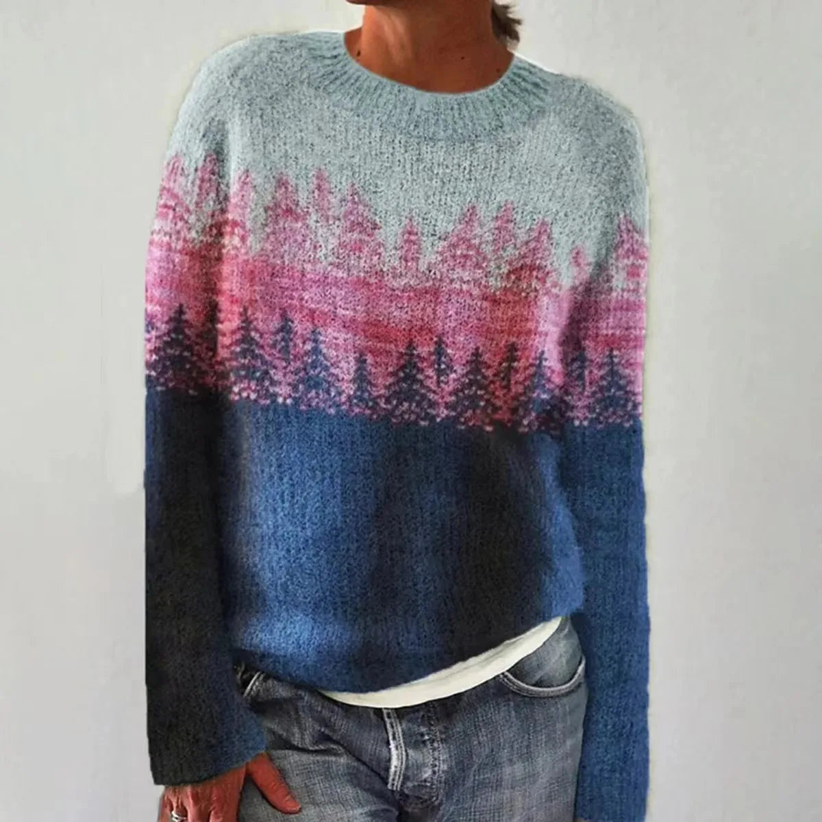 Svenja | Knit Jumper with Patterned Yoke and Long Sleeves