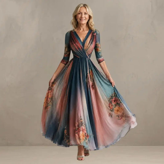 Willemse | Maxi Floral V-Neck Bohemian Dress