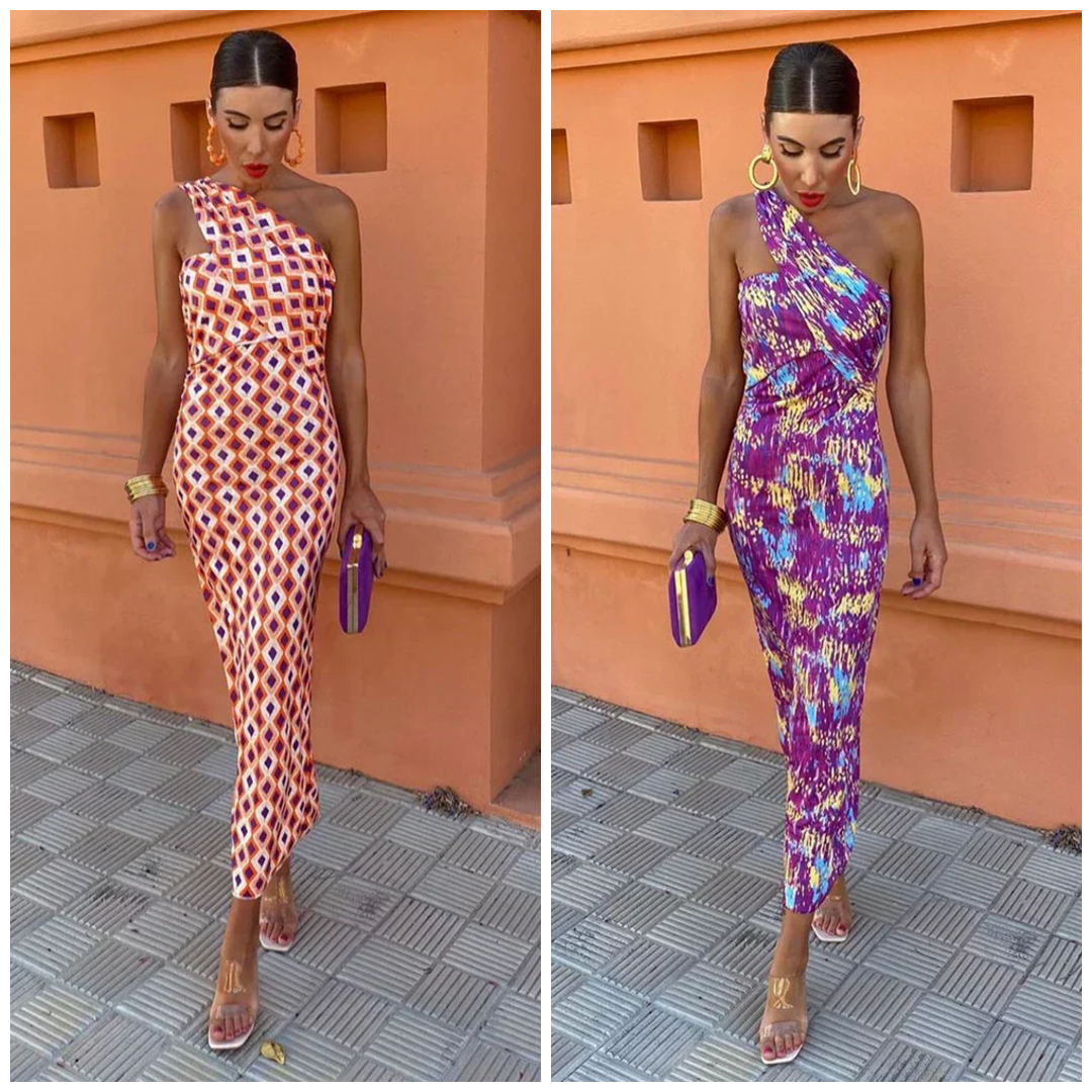 Svetlena | One-Shoulder Printed Maxi Dress