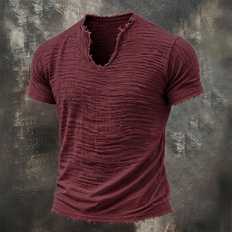 Pavel | T Shirt With V Neck Raw Hem