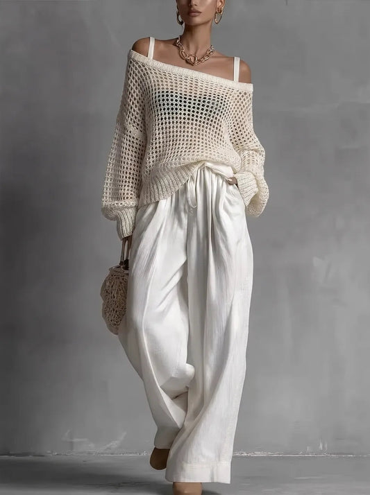 Adriani | Open Knit Two Piece Set With Trousers