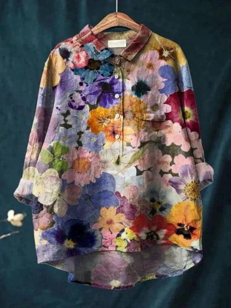 Emery | Painterly Floral Long Sleeve Blouse