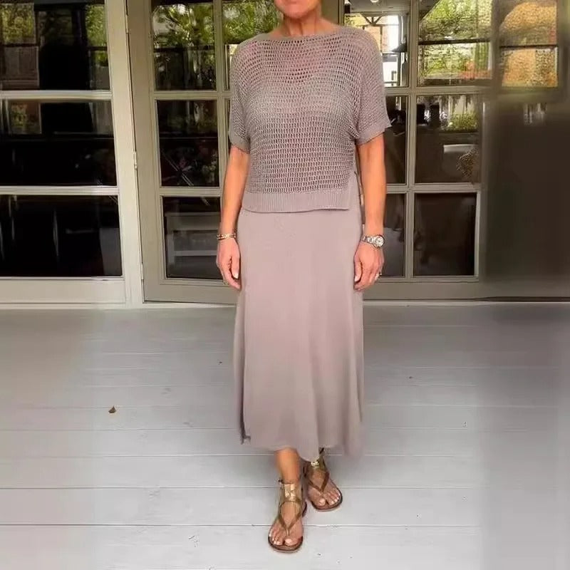 Wenky | Two Piece Knitted Overlay Midi Dress