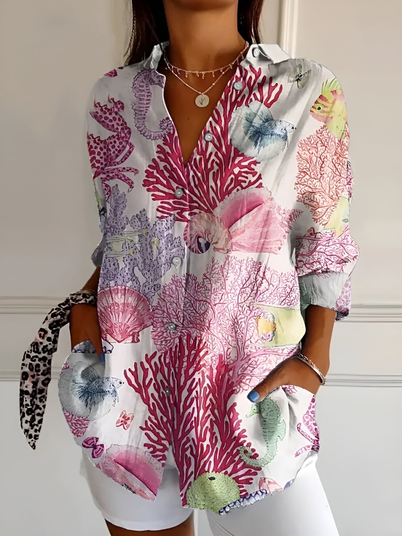 Brenda - Floral Print Long Sleeve Casual Blouse