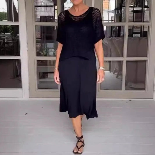 Wenky | Two Piece Knitted Overlay Midi Dress