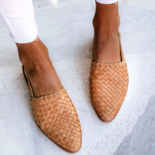 Leia | Woven Pointed Toe Flat Slip On Sandals