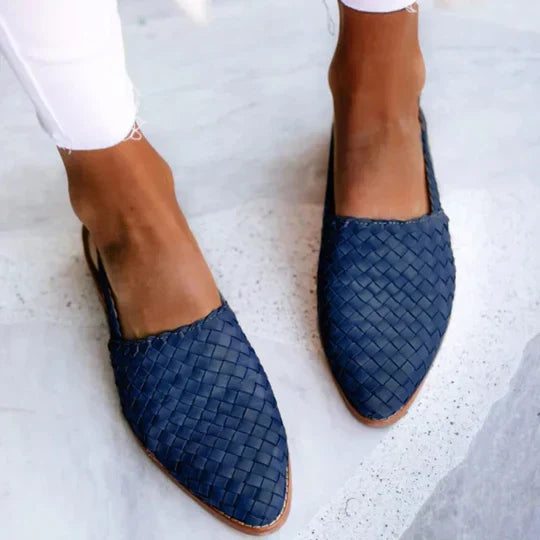 Leia | Woven Pointed Toe Flat Slip On Sandals