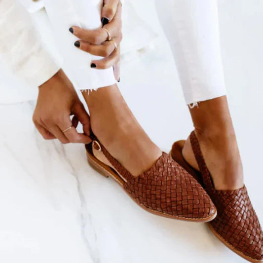 Leia | Woven Pointed Toe Flat Slip On Sandals