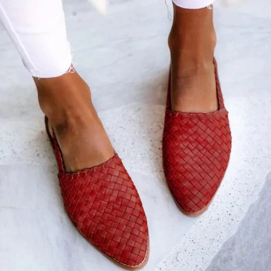 Leia | Woven Pointed Toe Flat Slip On Sandals