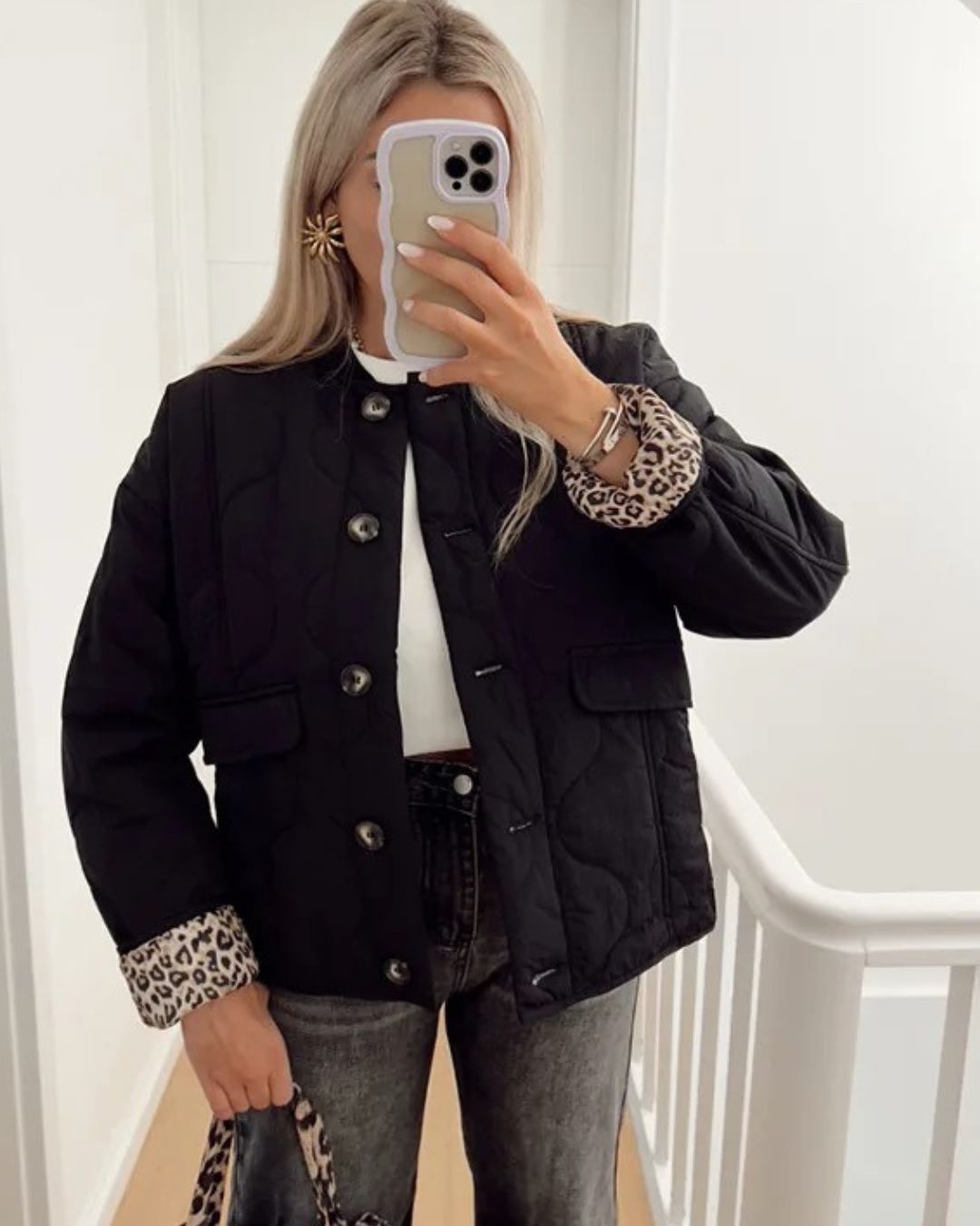 Emilia | Quilted Jacket with Leopard Lining