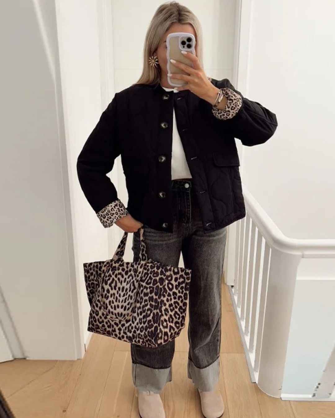 Emilia | Quilted Jacket with Leopard Lining