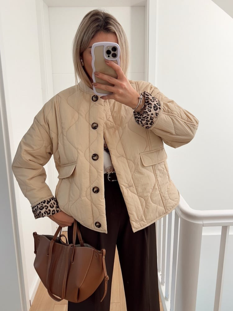 Emilia | Quilted Jacket with Leopard Lining