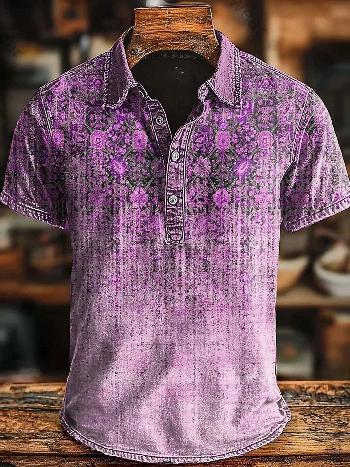 Vishal | Polo Shirt with Gradient Ornamental Print