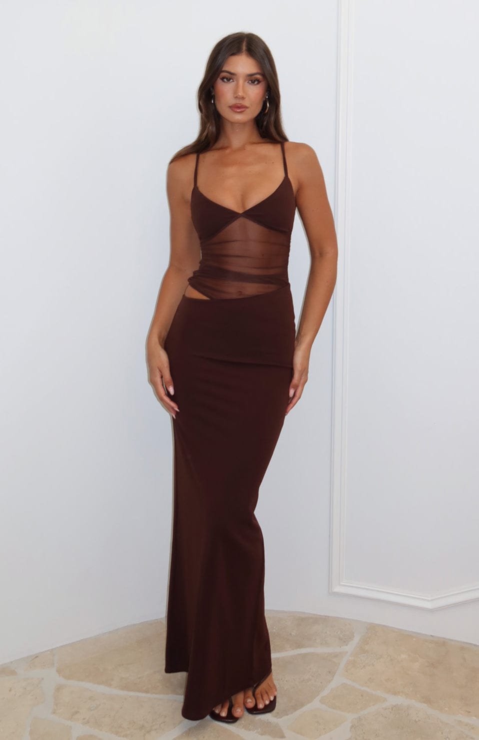 Aisling | Mesh Panel Bodycon Maxi Dress