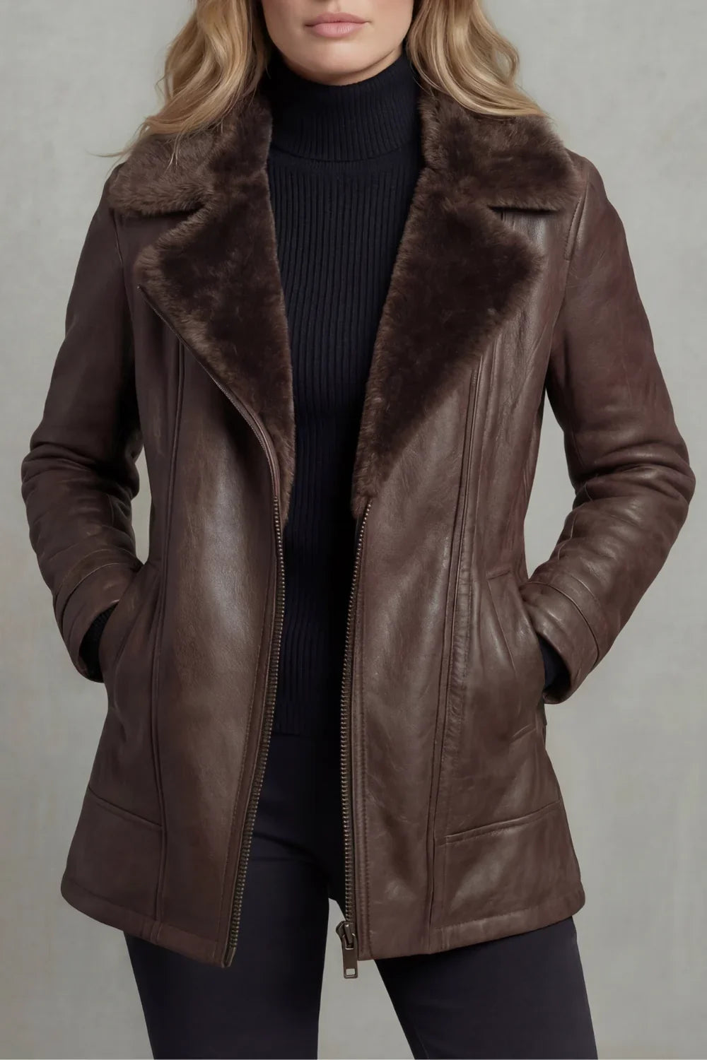 Marieke | Jacket With Leather-Look Finish and Lapels