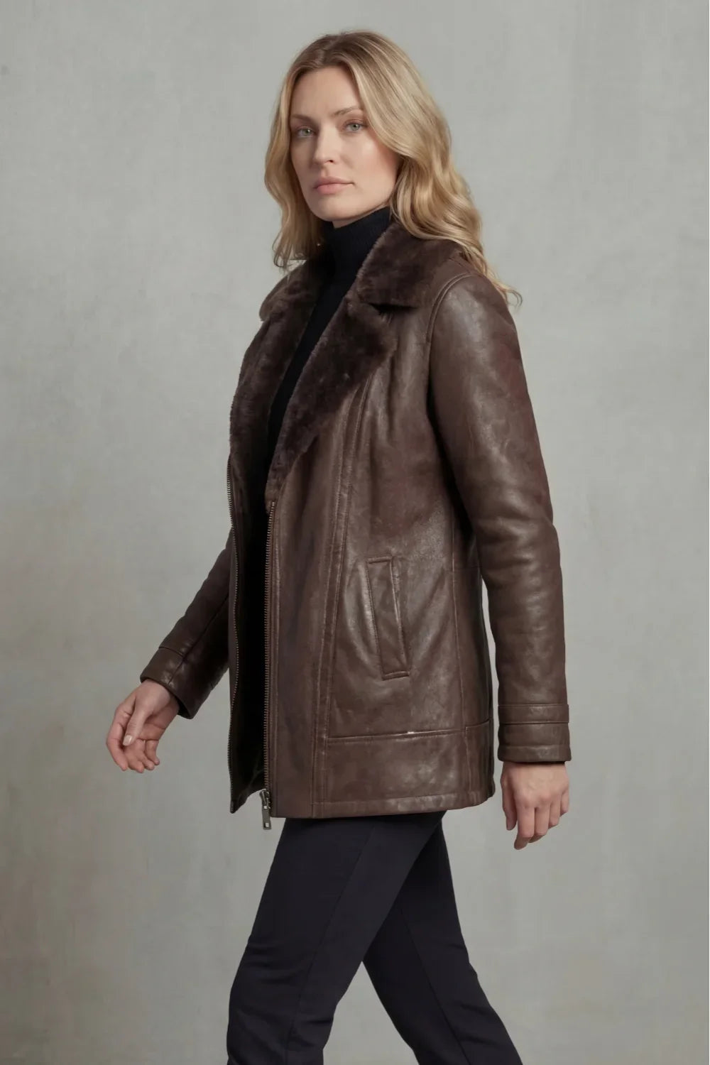 Marieke | Jacket With Leather-Look Finish and Lapels