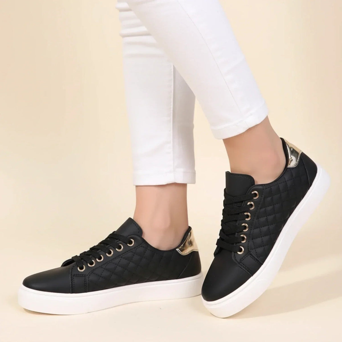 Tilley | Quilted Lace-Up Sneakers with Low Ankle Opening