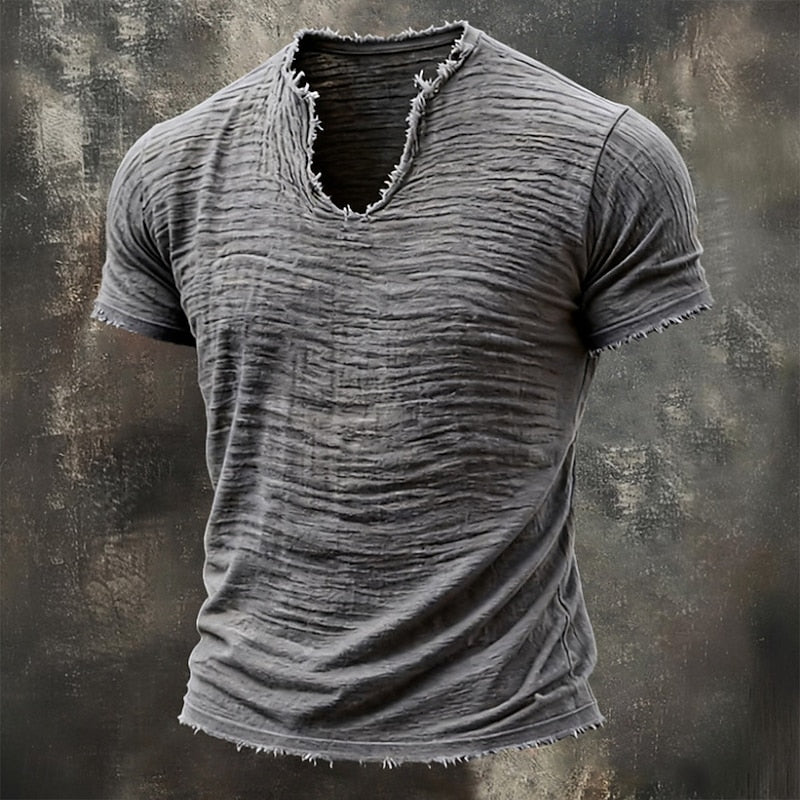 Pavel | T Shirt With V Neck Raw Hem