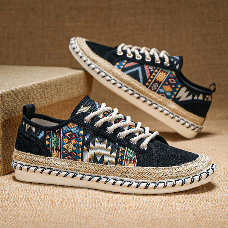 Malek | Espadrille Lace-Up Pattern Trainers