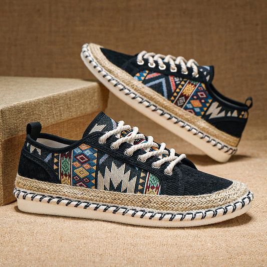 Malek | Espadrille Lace-Up Pattern Trainers