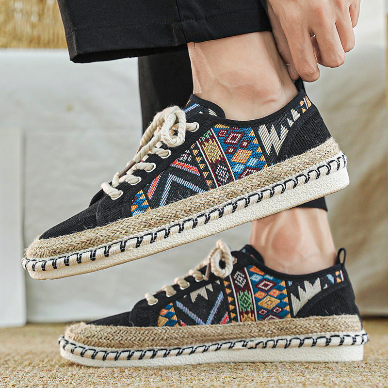 Malek | Espadrille Lace-Up Pattern Trainers