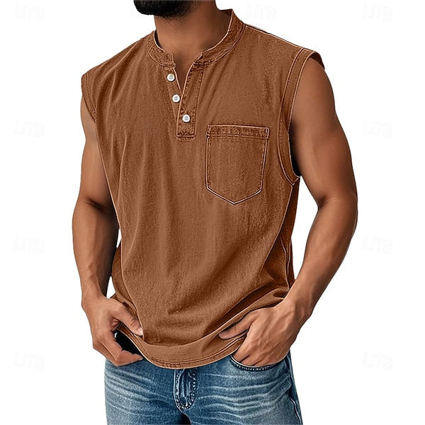 Latrell | Denim Henley Vest Top
