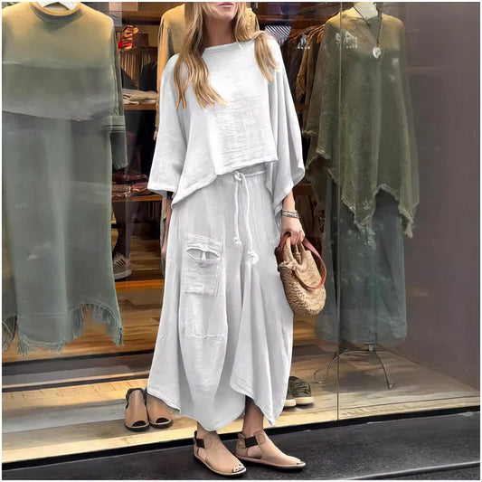 Elaine - Two Piece Skirt Set Loose Batwing Sleeve